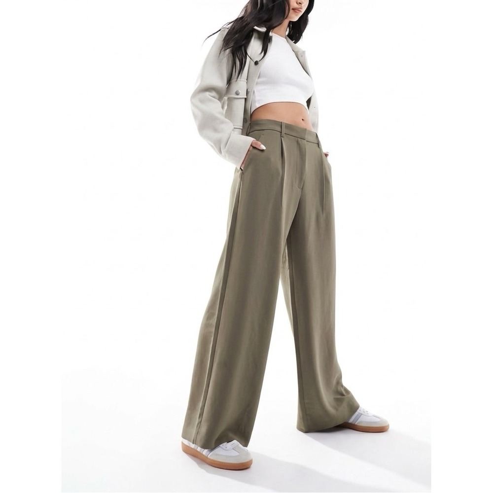 Abercrombie & Fitch Curve Love Sloane Tailored Pant Tan 8 Elevated Basic Modern